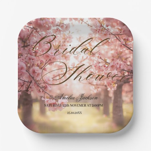 Cherry Blossom Delight Bridal Shower Uitnodiging Papieren Bordje (Voorkant)