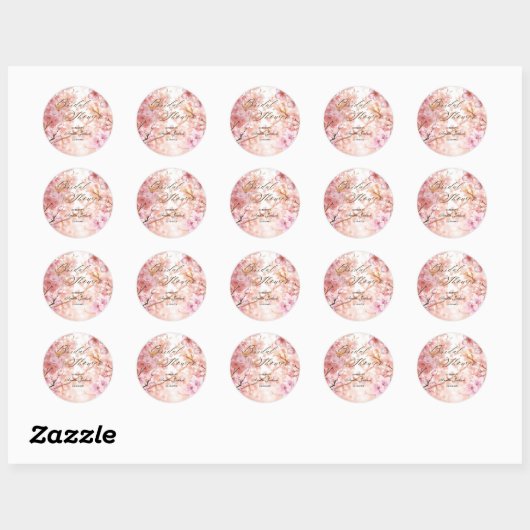 Cherry Blossom Delight Bridal Shower Uitnodiging Ronde Sticker (Vel)