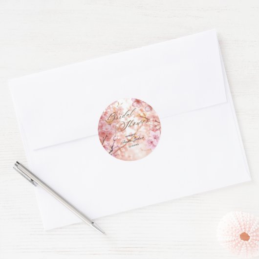 Cherry Blossom Delight Bridal Shower Uitnodiging Ronde Sticker (Envelop)