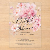 Cherry Blossom Delight Vrijgezellenfeest Acryl Uitnodigingen (Voorkant)