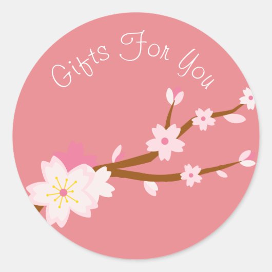Cherry Blossom design Gift business branding Ronde Sticker (Voorkant)