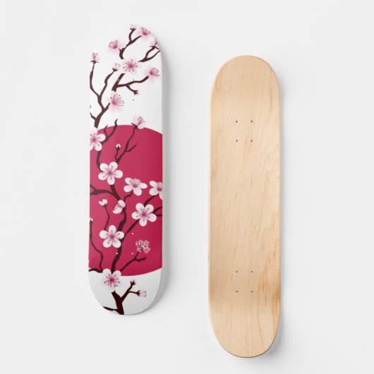 Cherry Blossom Design Skateboard Deck (Voorkant)