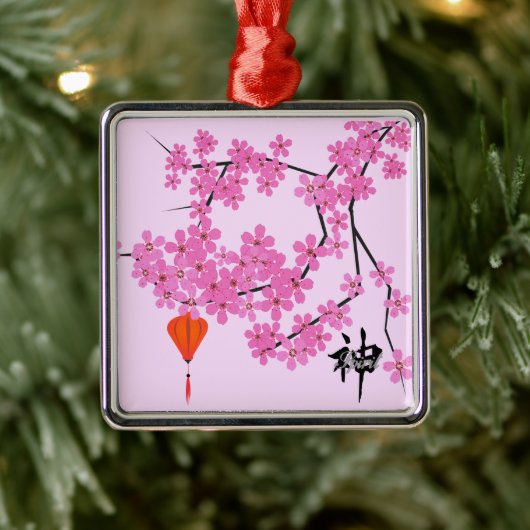 Cherry Blossom Design - Square Ceramic ornament (Boom)