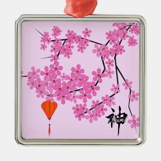 Cherry Blossom Design - Square Ceramic ornament (Voorkant)