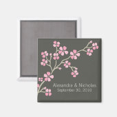Cherry Blossom Designer Trouwgunst (roze) Magneet (Voorkant / Achterkant)