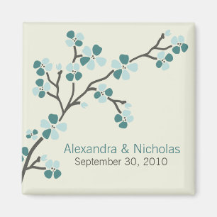 Cherry Blossom Designer Wedding Favor 2 (blauwgroe Magneet