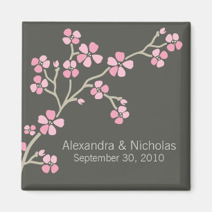 Cherry Blossom Designer Wedding Favor (roze) Magneet