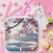Cherry Blossom Dewdrop Papieren Bordje (Feest)