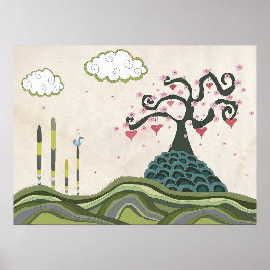 Cherry Blossom Doodle Vector Art Print (Voorkant)
