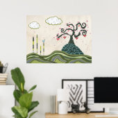 Cherry Blossom Doodle Vector Art Print (Thuiskantoor)