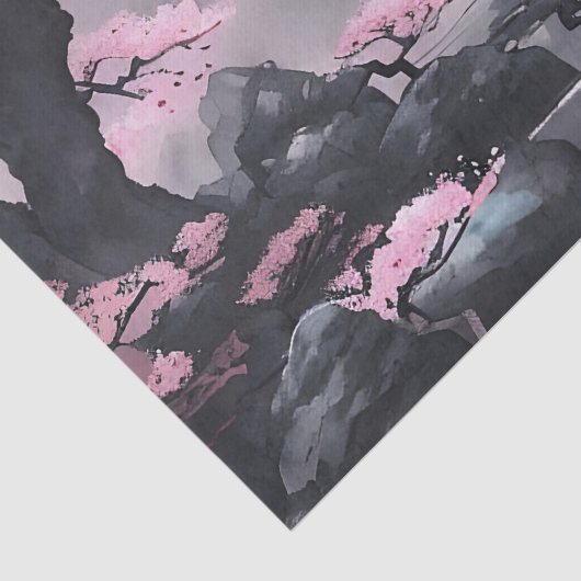 Cherry Blossom door de rivier Tissuepapier (Detail)