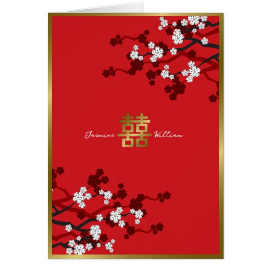 Cherry Blossom Double Happiness Chinese bruiloft (Voorkant)