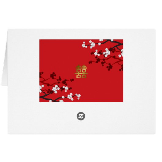 Cherry Blossom Double Happiness Chinese bruiloft (Achterkant Horizontaal)