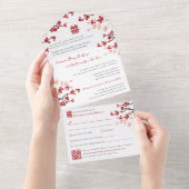 Cherry Blossom Double Happiness Chinese bruiloft All In One Uitnodiging (Afscheurbaar)