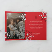 Cherry Blossom Double Happiness Chinese bruiloft Bedankkaart (Binnen)
