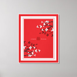 Cherry Blossom Double Happiness Chinese bruiloft Canvas Afdruk