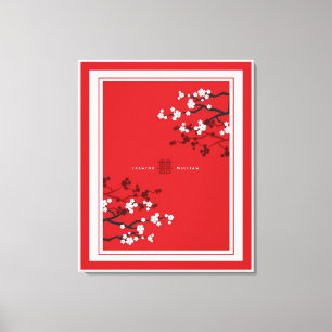 Cherry Blossom Double Happiness Chinese bruiloft Canvas Afdruk