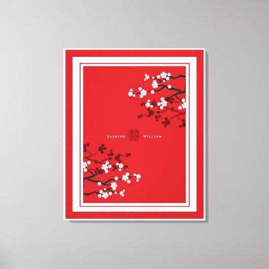 Cherry Blossom Double Happiness Chinese bruiloft Canvas Afdruk (Voorkant)