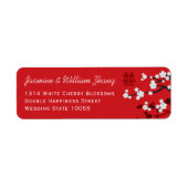 Cherry Blossom Double Happiness Chinese bruiloft Etiket (Voorkant)