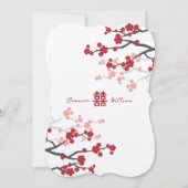 Cherry Blossom Double Happiness Chinese bruiloft Kaart (Voorkant)