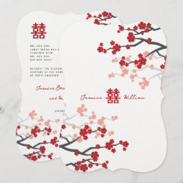 Cherry Blossom Double Happiness Chinese bruiloft Kaart