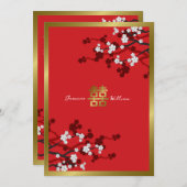 Cherry Blossom Double Happiness Chinese bruiloft Kaart (Voorkant / Achterkant)