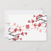 Cherry Blossom Double Happiness Chinese bruiloft RSVP Kaartje (Achterkant)