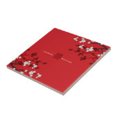 Cherry Blossom Double Happiness Chinese bruiloft Tegeltje (Zijkant)