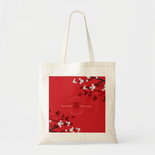 Cherry Blossom Double Happiness Chinese bruiloft Tote Bag (Voorkant)