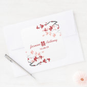 Cherry Blossom Double Happiness Chinese bruiloft Vierkante Sticker (Envelop)