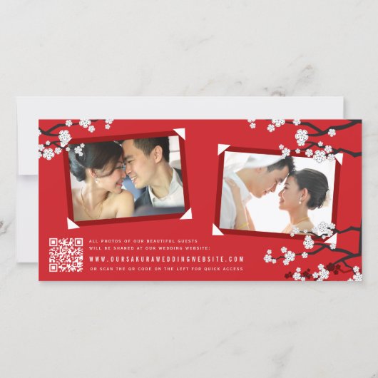 Cherry Blossom & Double Happiness Chinese Wedding Bedankkaart (Achterkant)