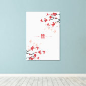 Cherry Blossom & Double Happiness Chinese Wedding Canvas Afdruk (Insitu (Houten vloer))