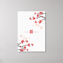 Cherry Blossom & Double Happiness Chinese Wedding Canvas Afdruk