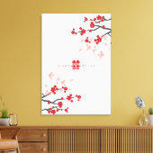 Cherry Blossom & Double Happiness Chinese Wedding Canvas Afdruk (Insitu (Woonkamer))