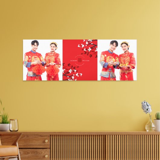Cherry Blossom & Double Happiness Chinese Wedding Canvas Afdruk (Insitu (Woonkamer))