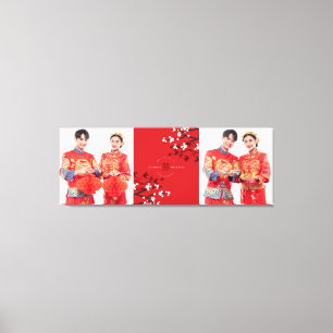 Cherry Blossom & Double Happiness Chinese Wedding Canvas Afdruk