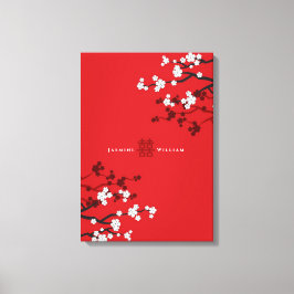 Cherry Blossom & Double Happiness Chinese Wedding Canvas Afdruk