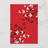 Cherry Blossom & Double Happiness Chinese Wedding Informatiekaartje (Achterkant)