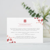 Cherry Blossom & Double Happiness Chinese Wedding Informatiekaartje (Staand voorkant)
