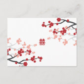 Cherry Blossom & Double Happiness Chinese Wedding Informatiekaartje (Achterkant)