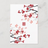 Cherry Blossom & Double Happiness Chinese Wedding Informatiekaartje (Achterkant)