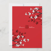 Cherry Blossom & Double Happiness Chinese Wedding Kaart (Voorkant)
