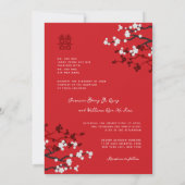 Cherry Blossom & Double Happiness Chinese Wedding Kaart (Achterkant)