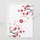 Cherry Blossom & Double Happiness Chinese Wedding Kaart (Voorkant)