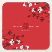 Cherry Blossom & Double Happiness Chinese Wedding Kartonnen Onderzetters (Voorkant)