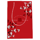 Cherry Blossom & Double Happiness Chinese Wedding Medium Cadeauzakje (Voorkant)