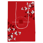 Cherry Blossom & Double Happiness Chinese Wedding Medium Cadeauzakje (Achterkant)