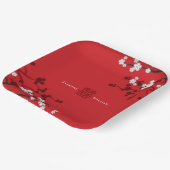 Cherry Blossom & Double Happiness Chinese Wedding Papieren Bordje (Gebogen)