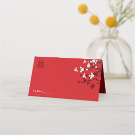 Cherry Blossom & Double Happiness Chinese Wedding Plaatskaartje