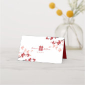 Cherry Blossom & Double Happiness Chinese Wedding Plaatskaartje (Achterkant)